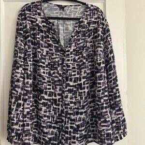 Nic+Zoe Blouse Purple Geometric 2X